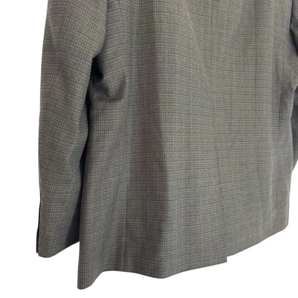 Chaps Brown Plaid Suit Jacket Blazer Lined Single Breast Two Button sz 46 R